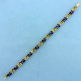 12ct Tw Multi-gemstone Bracelet In 14k Yellow Gold.