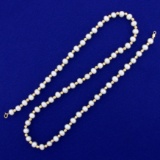 18 Inch Pearl And Gold Bead Necklace In 14k Yellow Gold