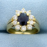2ct Tw Natural Alexandrite And Diamond Flower Ring In 14k Yellow Gold