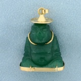 Jade Buddha Good Fortune Pendant In 18k Yellow Gold