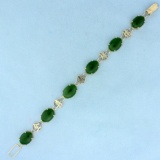 Jade Chinese Symbol Bracelet In 14k Yellow Gold