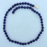 Lapis Lazuli Bead Necklace With 14k Yellow Gold Clasp