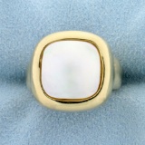 Unique Mother Of Pearl Square Ring In 14k Yellow Gold