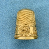 Antique Engraved Thimble In 14k Yellow Gold