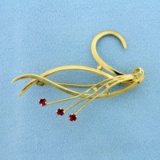Abstract Design Ruby Pin In 14k Yellow Gold