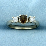 Three-stone Fancy Chrysoberyl And Diamond Ring In 14k White Gold