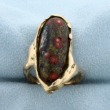 Agate Hand Made Ring In 14k Yellow Gold