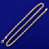 18 Inch French Rope Chain Necklace In 14k Yellow Gold