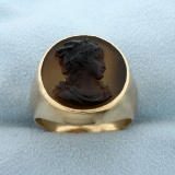 Large Cameo Statement Ring In 14k Yellow Gold