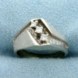 Unique Channel Design Diamond Ring In 14k White Gold