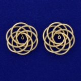 Spiral Design Stud Earring Enhancers In 14k Yellow Gold