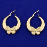 Bow Design Hoop Earrings In 14k Yellow Gold