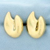Abstract Swoop Design Earrings In 14k Yellow Gold
