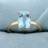 3ct Aquamarine Solitaire Ring In 14k Yellow And White Gold
