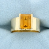 2.5ct Wide Band Citrine Ring In 14k Yellow Gold