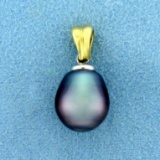 Tahitian Pearl Drop Pendant In 14k Yellow And White Gold
