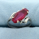 3ct Lab Ruby Solitaire Ring In 10k White Gold