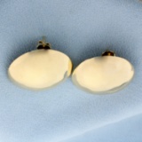 Large Circular Dome Statement Earrings In 14k Yellow Gold