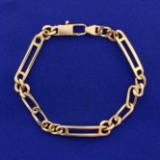 Curb And Bar Link Bracelet In 14k Yellow Gold