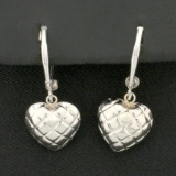 Heart Dangle Earrings In 14k White Gold