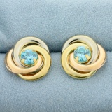 Designer 1ct Tw Aquamarine Earrings In 18k Yellow, White, And Rose Gold