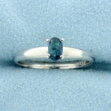 Natural Alexandrite Solitaire Ring In 14k White Gold