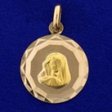 Virgin Mary Madonna Pendant In 18k Yellow Gold