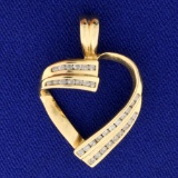 1/3ct Tw Diamond Heart Pendant In 14k Yellow Gold