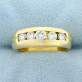 1ct Tw Diamond Channel Set Anniversary Or Wedding Ring In 18k Yellow Gold