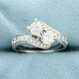 2/3ct Tw Diamond Bypass Style Ring In 14k White Gold