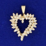 1/2ct Tw Diamond Heart Pendant In 14k Yellow Gold