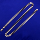 22 1/2 Inch Italian Heavy Curb Link Chain Necklace In 14k Yellow Gold