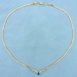 1/2ctw Emerald And Diamond Necklace In 14k Yellow Gold