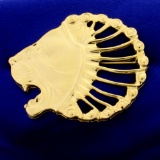Metropolitan Museum Of Art Persian Lion Head Brooch In 14k Yellow Gold