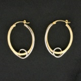Designer Two Tone Double Hoop Earrings In 14k White And Yellow Gold