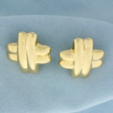 X Design Earrings In 14k Yellow Gold