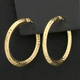 Unique 3d Diamond Cut Hoop Earrings In 14k Yellow Gold