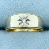Vintage Diamond Starburst Design Ring In 14k White And Yellow Gold