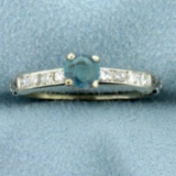Rare Mint Green Chrysoberyl And Diamond Ring In 18k White Gold