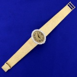 Woman's Vintage Lucien Piccard Diamond Watch In Solid 14k Yellow Gold