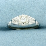 Vintage 1/4ct Tw Diamond Ring In 14k White Gold
