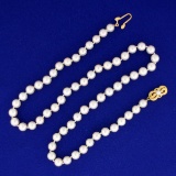 19 Inch Mikimoto Pearl Necklace With 18k Yellow Gold Clasp
