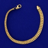 7 Inch Italian Made Designer Double Curb Link Bracelet In 14k Yellow Gold