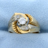 Custom Designed Vintage .3ct Tw Diamond Ring In 18k Yellow And White Gold