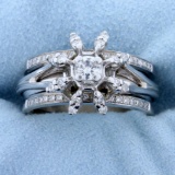 Unique Designer .60ct Tw Diamond Ring In 14k White Gold