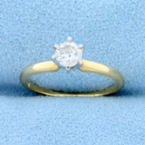 .3ct Solitaire Diamond Engagement Ring In 14k Yellow And White Gold