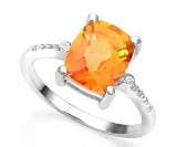 Checkerboard Cut 2.5ct Azotic Topaz & Diamond Ring In Sterling Silver
