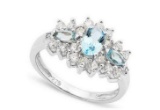 Sky Blue Topaz 3-stone Ring In Sterling Silver