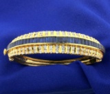 Natural Sapphire And Diamond Bangle Bracelet In 18k Yellow Gold