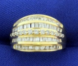 1.5ct Tw Baguette And Round Diamond Ring In 10k Yellow Gold